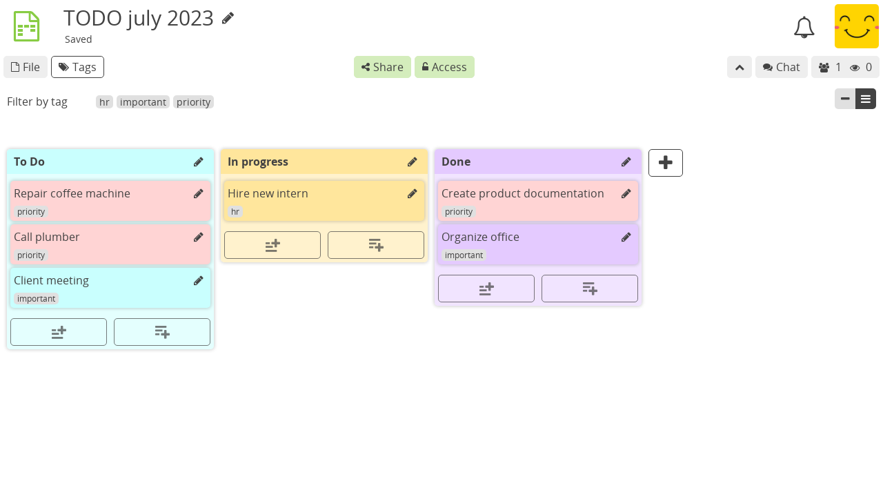 preview of the Kanban application