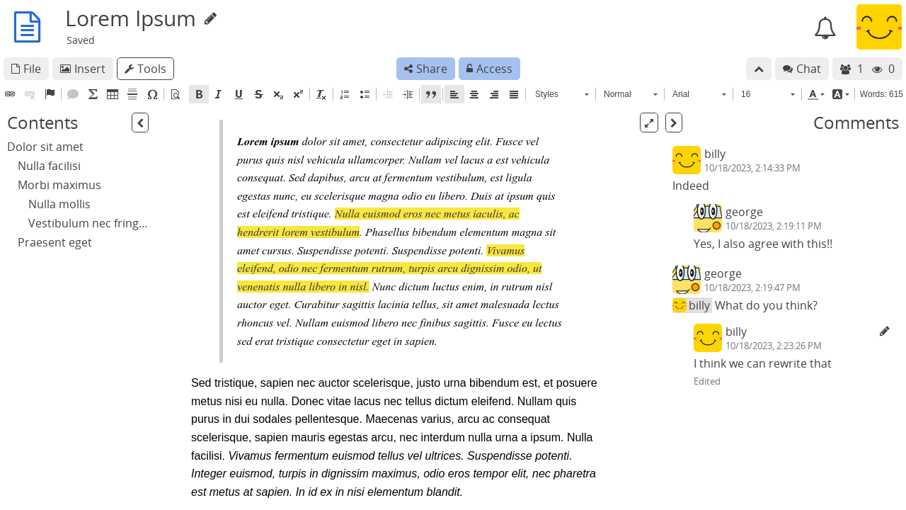 preview of the Rich Text application
