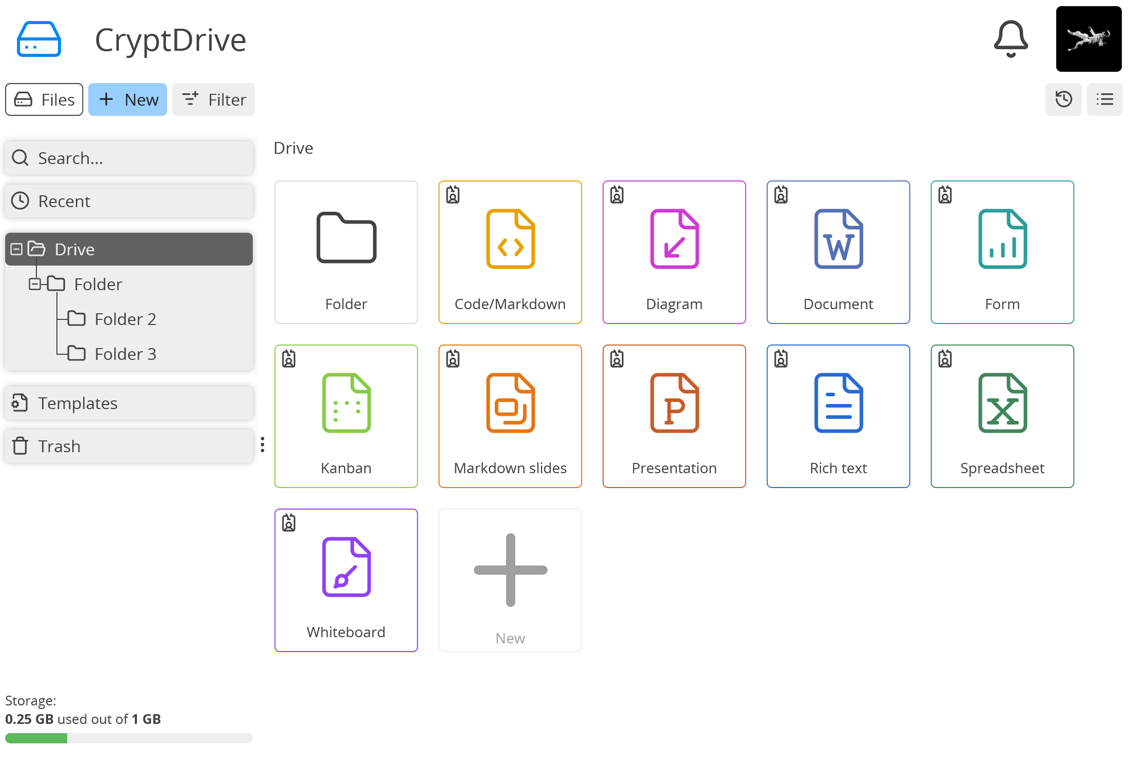 cryptdrive with some folders and documents